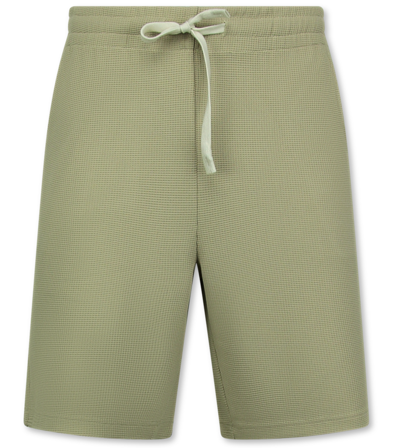 Enos Herr Sommarset - Ribbad Oversized - Tvådelad - Twinset - Set i set - 918 - Brun