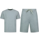 Enos Herr Sommarset - Ribbad Oversized - Tvådelad - Twinset - Set i set - 918 - Grå