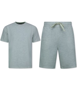 Enos Herr Sommarset - Ribbad Oversized - Tvådelad - Twinset - Set i set - 918 - Grå