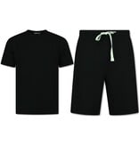 Enos Herr Sommarset - Ribbad Oversized - Tvådelad - Twinset - Set i set - 918 - Svart