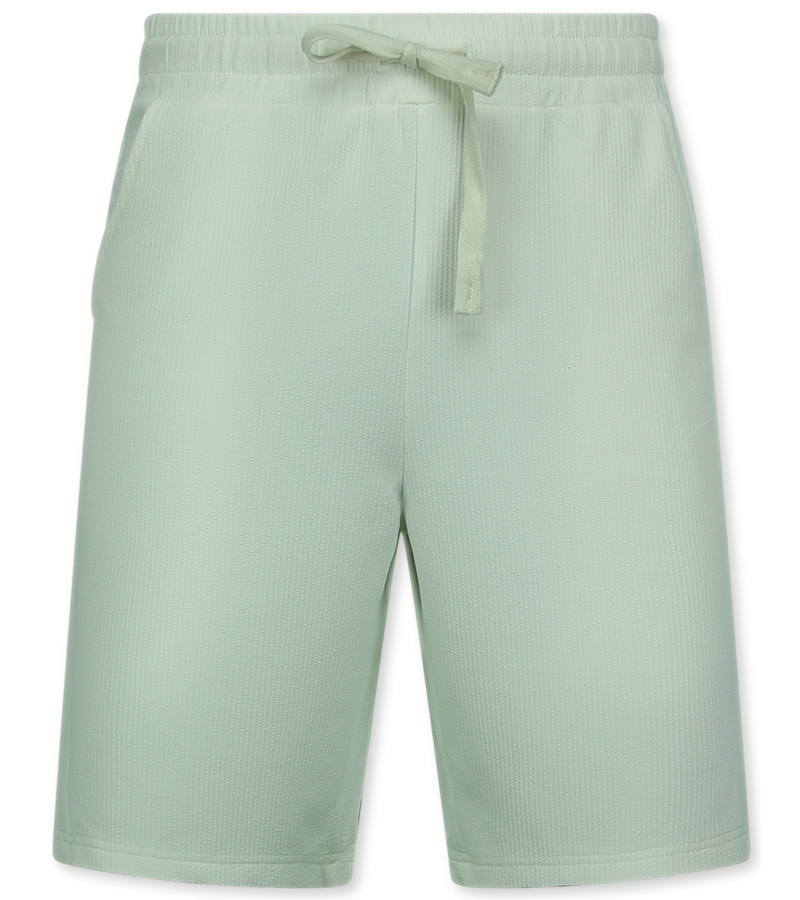 Enos Twinset - Ribbad överdimensionerad skjorta - Herr sommarset - Tvådelat - Set i set - 915 - Beige