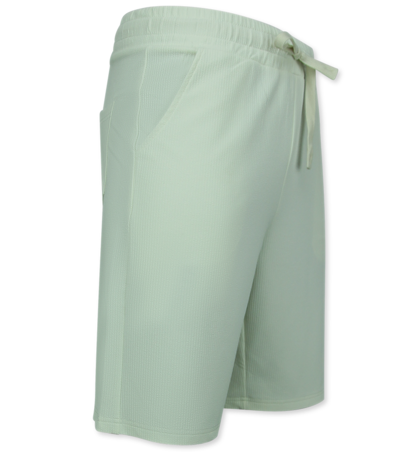 Enos Twinset - Ribbad överdimensionerad skjorta - Herr sommarset - Tvådelat - Set i set - 915 - Beige