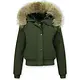 Vinterjacka Dam - Kort Jacka Dam med äkta Pälskrage - Grön