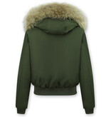 Gentile Bellini Kort Vinterjacka med äkta Pälskrage - Jacka Dam  - DM8815 - Grön