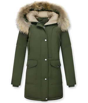 Gentile Bellini Vinterjacka Dam - Vinterjacka Dam Lång - Quiltad Jacka Dam -  Påls Jacka - 881 - Khaki