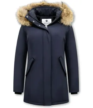 Matogla Vinterjackadam - Långa Vinterjacka Dam  - Quiltad Jacka Dam - Slim Fit - Blå