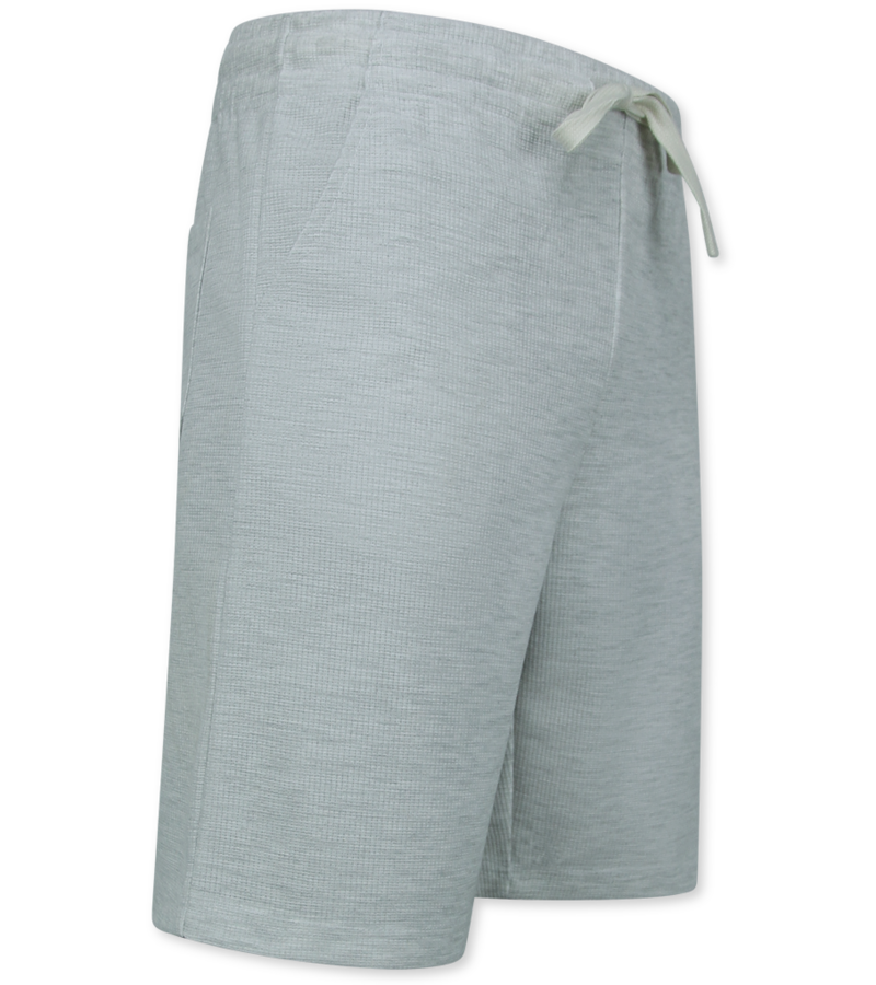 Enos Herr Sommarset - Ribbad Oversized - Tvådelat Set - Twinset - Kombinationsset - F-918 - Grå