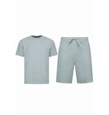 Enos Herr Sommarset - Ribbad Oversized - Tvådelat Set - Twinset - Kombinationsset - F-918 - Grå
