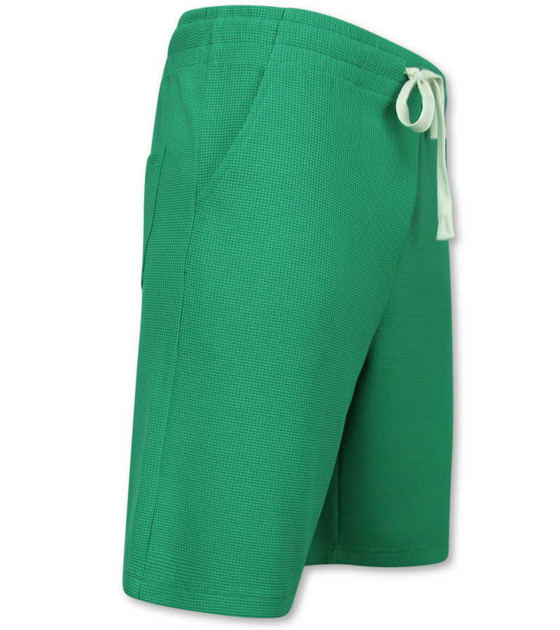 Enos Herr Sommarset - Ribbad Oversized - Tvådelat Set - Twinset - Kombinationsset - F-918 - Grön