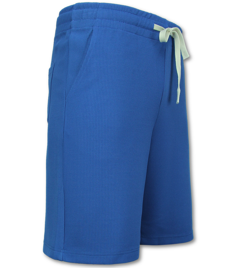 Enos Herr Sommarset - Ribbad Oversized - Tvådelat Set - Twinset - Kombinationsset - F-918 - Blå