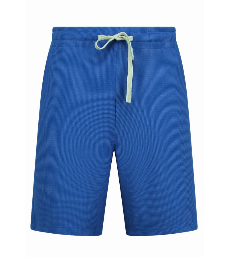 Enos Herr Sommarset - Ribbad Oversized - Tvådelat Set - Twinset - Kombinationsset - F-918 - Blå