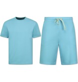 Enos Sommarset Herr - Ribbad Oversized - Tvådelat Set - Twinset - Kombinationsset - F-918 - Turkos