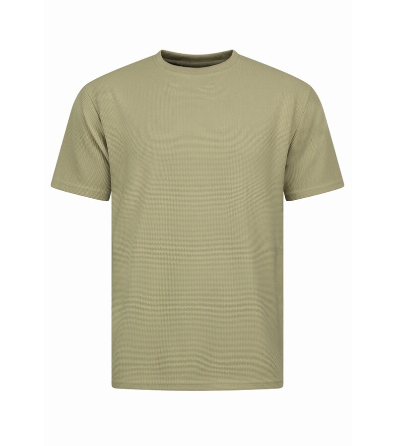 Enos Herr Sommarset - Ribbad Oversized - Tvådelat Set - Twinset - Kombinationsset - F-918 - Brun