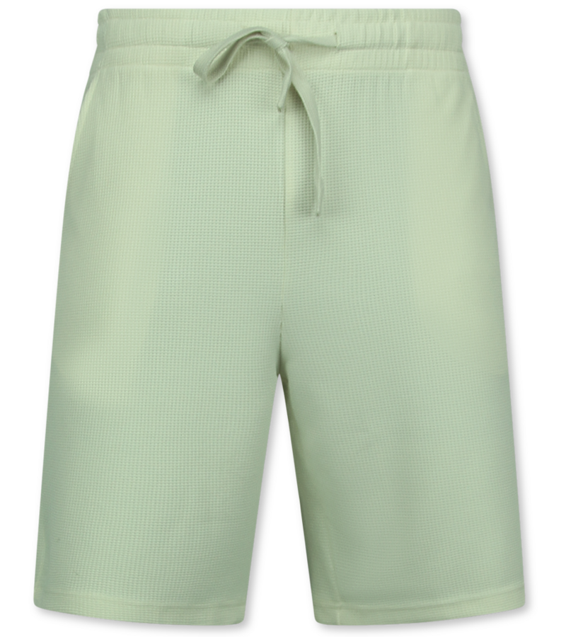 Enos Herr Sommarset - Ribbad Oversized - Tvådelat Set - Twinset - Kombinationsset - F-918 - Beige