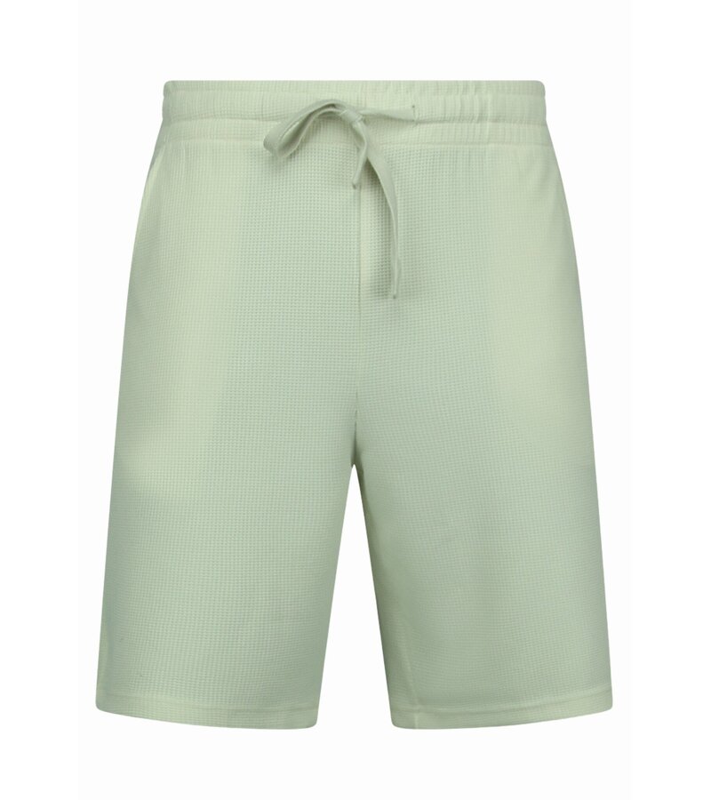 Enos Herr Sommarset - Ribbad Oversized - Tvådelat Set - Twinset - Kombinationsset - F-918 - Beige