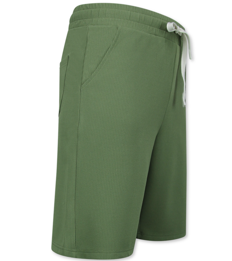 Enos Twinset - Ribbad överdimensionerad skjorta - Sommarset Herr - Tvådelat set - Set med dragkedja - F-915 - Grön