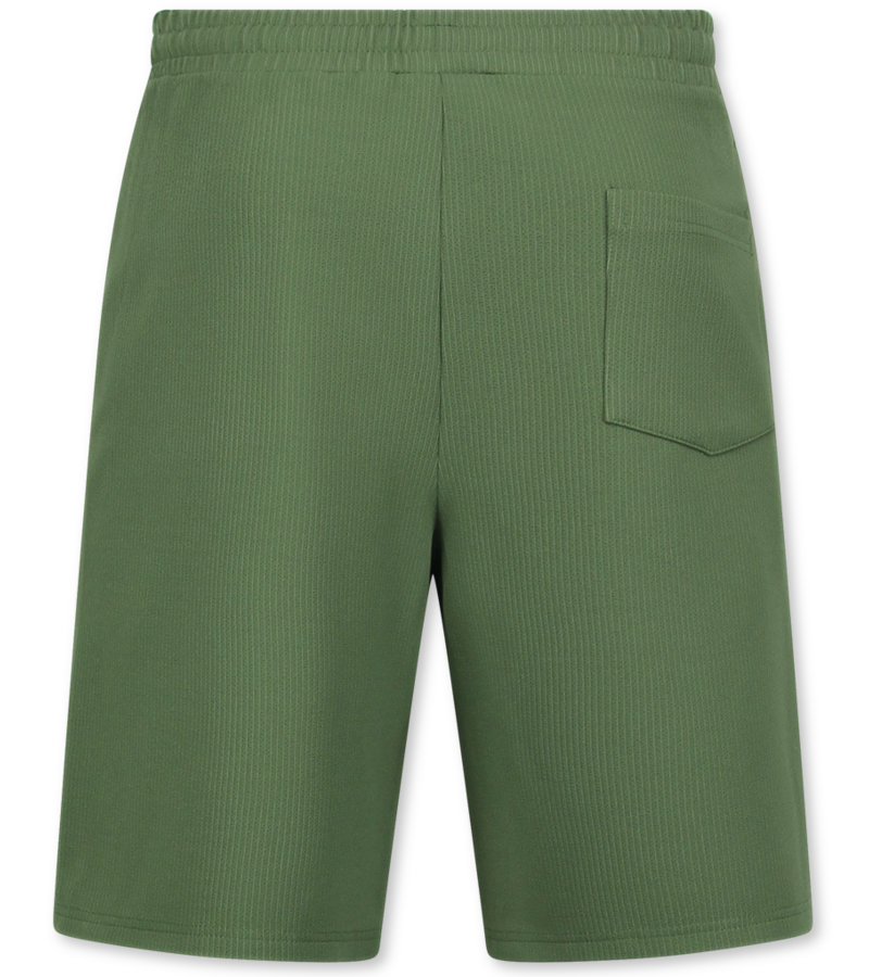 Enos Twinset - Ribbad överdimensionerad skjorta - Sommarset Herr - Tvådelat set - Set med dragkedja - F-915 - Grön