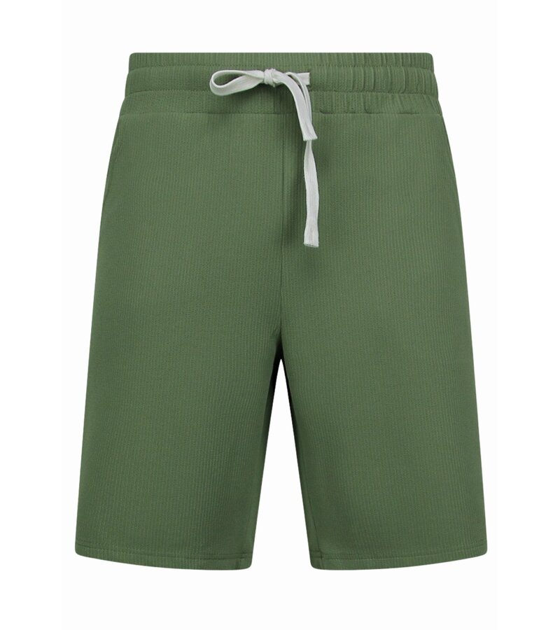 Enos Twinset - Ribbad överdimensionerad skjorta - Sommarset Herr - Tvådelat set - Set med dragkedja - F-915 - Grön