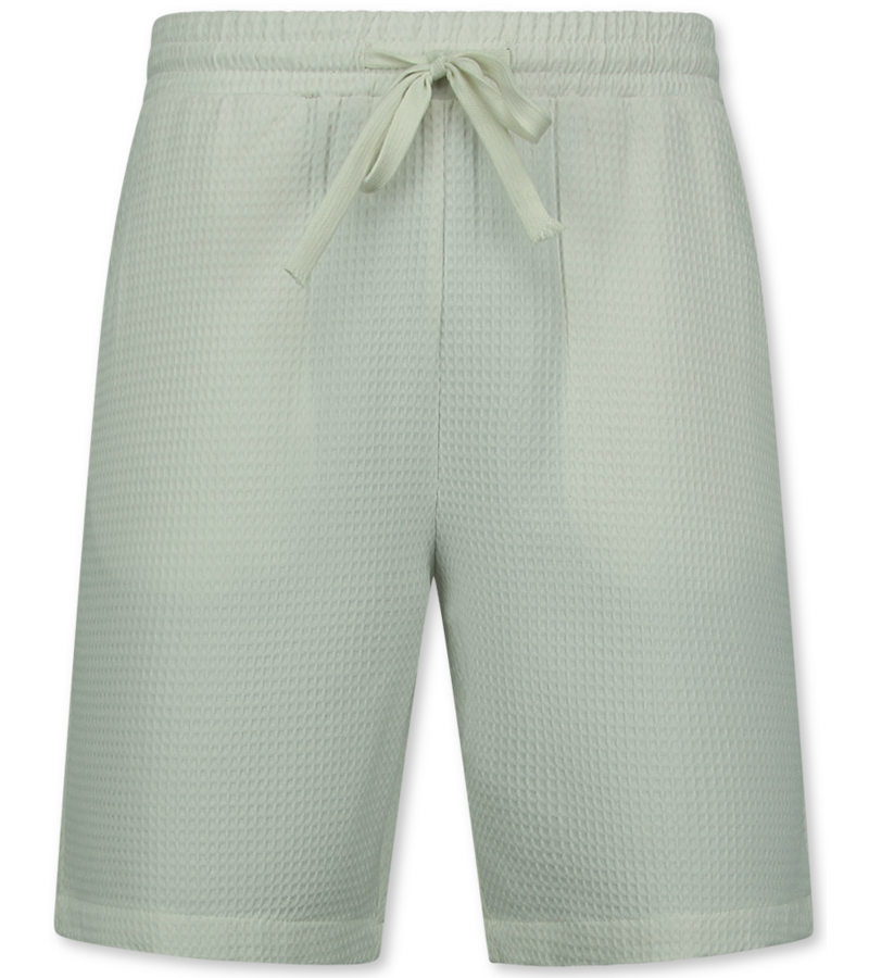 Enos  Ribbad Oversized Skjorta - Sommarset Herr - Tvådelat Set - Kombinationsset - MG-009 - Beige