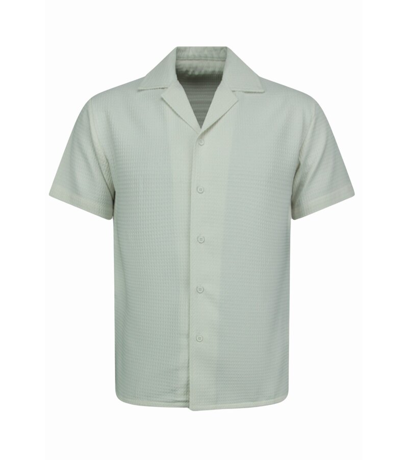 Enos  Ribbad Oversized Skjorta - Sommarset Herr - Tvådelat Set - Kombinationsset - MG-009 - Beige