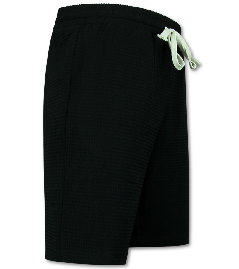 Enos  Ribbad Oversized Skjorta - Sommarset Herr - Tvådelat Set - Kombinationsset - MG-009 - Svart