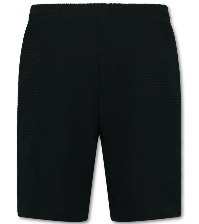 Enos  Ribbad Oversized Skjorta - Sommarset Herr - Tvådelat Set - Kombinationsset - MG-009 - Svart