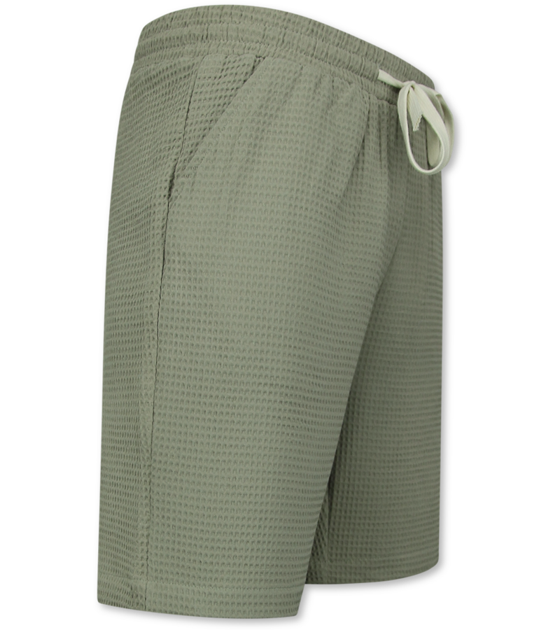 Enos  Ribbad Oversized Skjorta - Sommarset Herr - Tvådelat Set - Kombinationsset - MG-009 - Grå