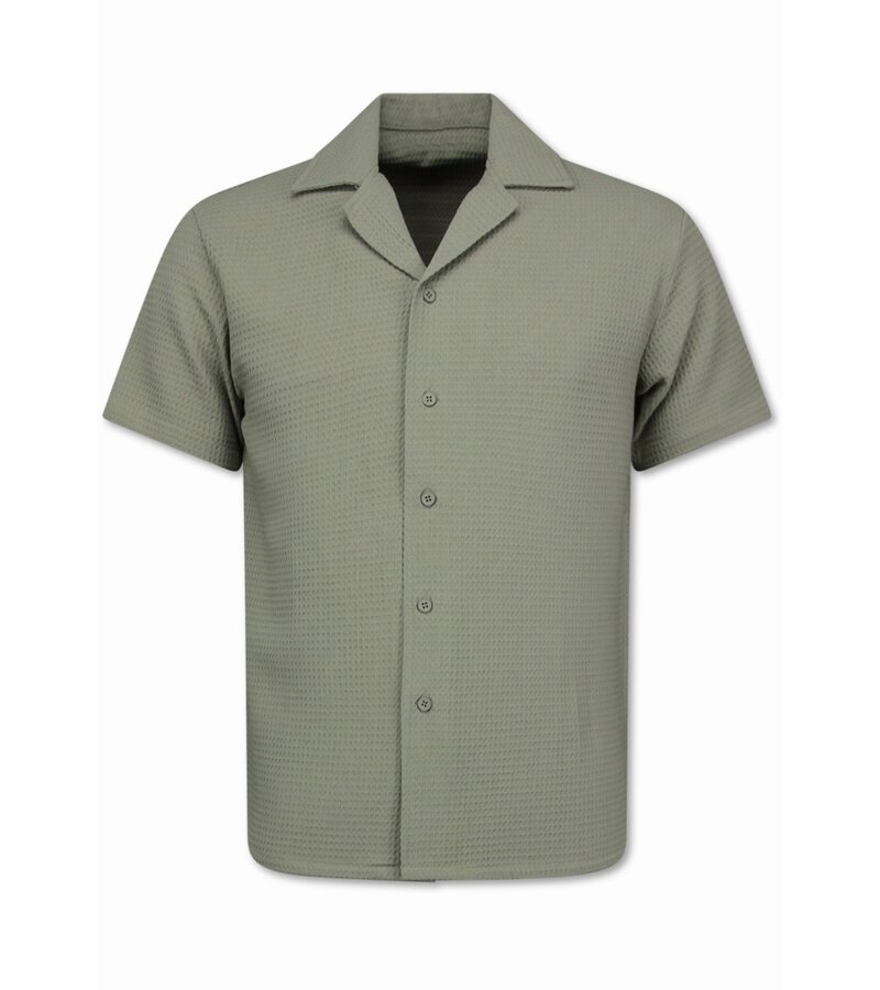 Enos  Ribbad Oversized Skjorta - Sommarset Herr - Tvådelat Set - Kombinationsset - MG-009 - Grå