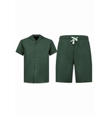 Enos Herrsommarset - Ribbad överdimensionerad skjorta - Herrshorts / Herröverdimensionerad t-shirt - Twinset - F-919 - Grön