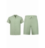 Enos Twinset - Sommarset Herr - Ribbad Oversized Skjorta - Herrshorts / Oversized T-shirt Herr - F-919 - Brun