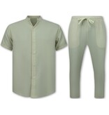 Enos Herrlinne-sommarset - Herrlinnetwinset - Herrlinneskjorta - Herrsommarbyxor - MG-012 - Beige