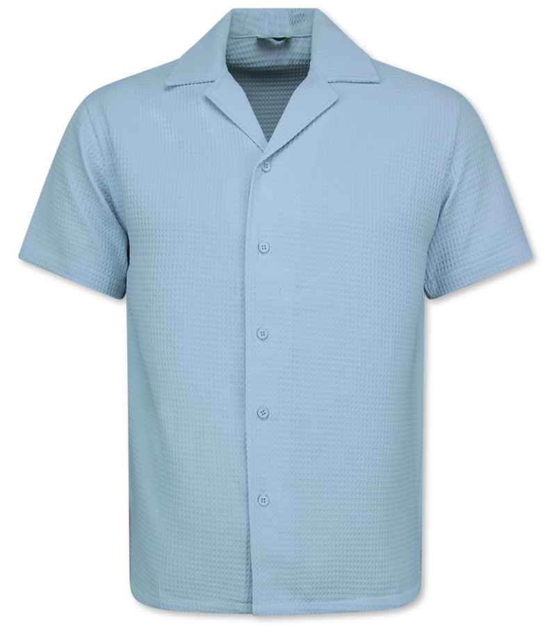 Enos  Ribbad Oversized Skjorta - Sommarset Herr - Tvådelat Set - Kombinationsset - MG-009 - Blå