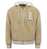 Enos Teddy Coat Herr med Huva - Överdimensionerad Baseballjacka - Mellanviktsjacka Herr - 537 - Brun