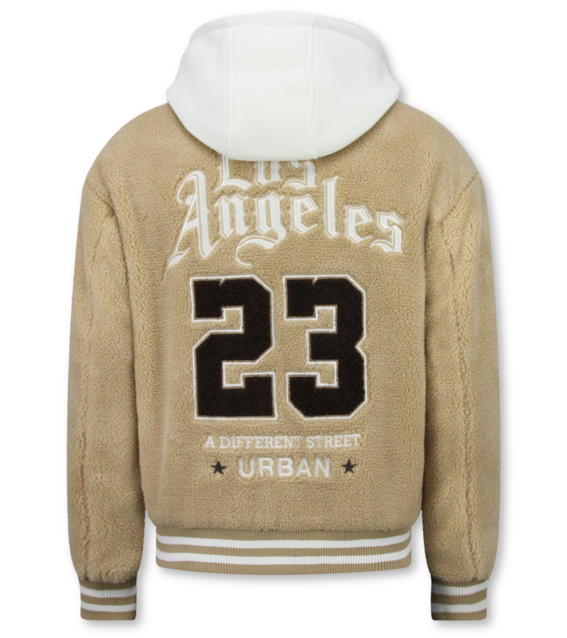 Enos Teddy Coat Herr med Huva - Överdimensionerad Baseballjacka - Mellanviktsjacka Herr - 537 - Brun