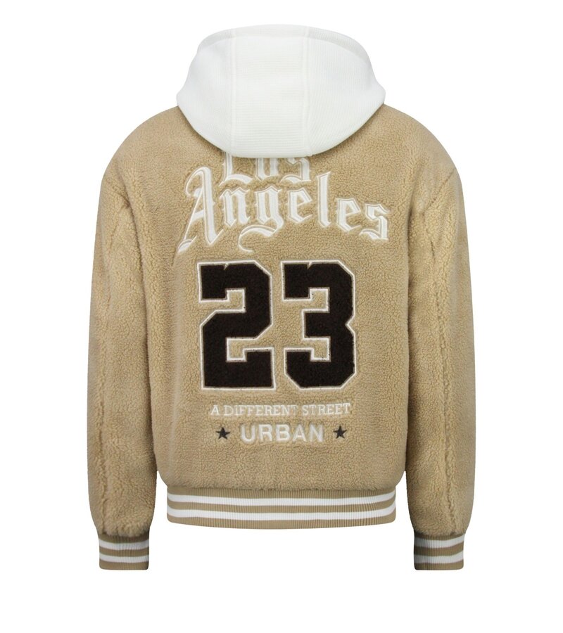 Enos Teddy Coat Herr med Huva - Överdimensionerad Baseballjacka - Mellanviktsjacka Herr - 537 - Brun