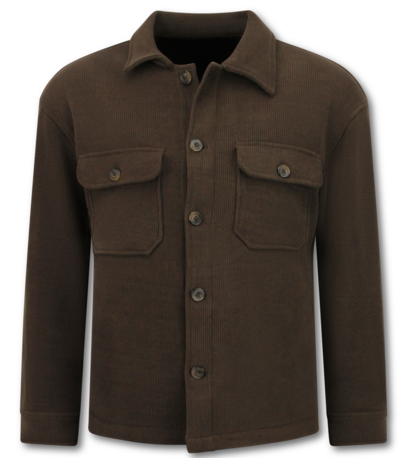 Enos Herrflanellskjorta med fickor - 520 - Mörkbrun