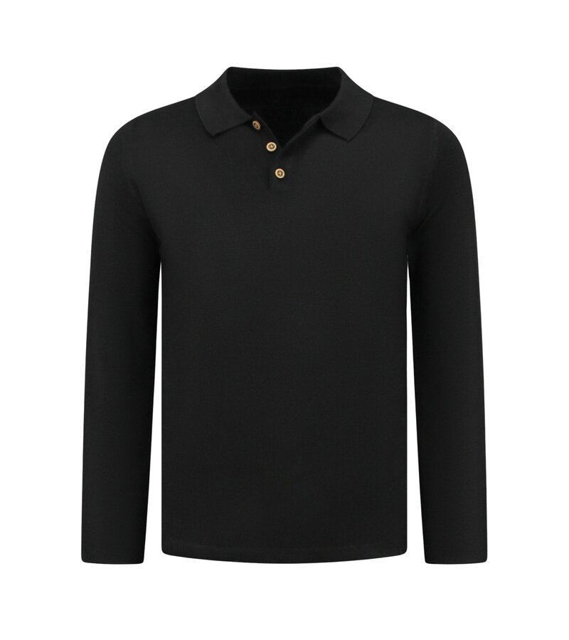 Enos Herrtröja - Herr långärmad pikétröja - 536 - Svart