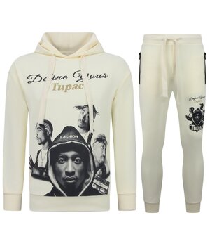 TopStar 2Pac Träningsoverall Hoodie Herr - Tupac Träningsoverall Hoodie - Hemmaställ Herr Vuxna - 672 - Gul/Beige