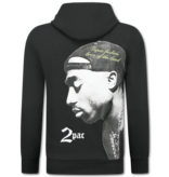 TopStar Tupac Träningsdräkt med Hoodie - 2Pac Joggingdräkt med Hoodie Herr - Hemmadräkt Herr Vuxna - 663- Svart