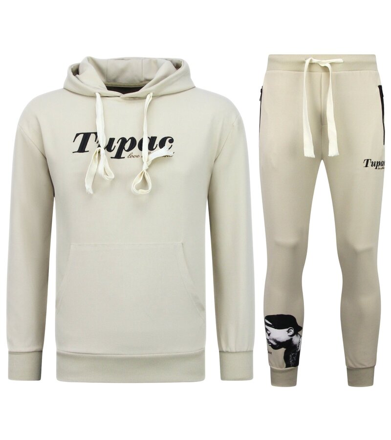 TopStar Tupac Träningsoverall - 2Pac Jogging Suit Hoodie Herr - Hemmadrass Herr Vuxna - 663- Brun