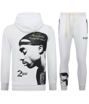TopStar Tupac Träningsoverall - 2Pac Jogging Suit Hoodie Herr - Hemmadrass Herr Vuxna - 663- Vit
