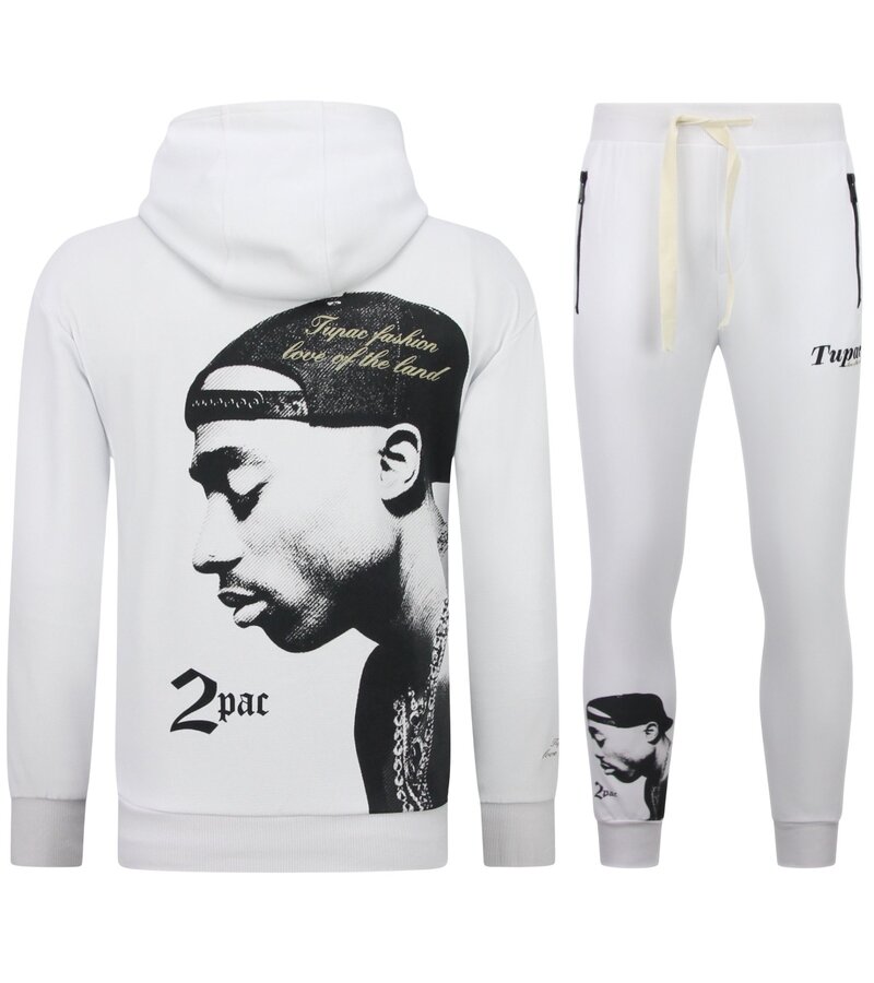 TopStar Tupac Träningsoverall - 2Pac Jogging Suit Hoodie Herr - Hemmadrass Herr Vuxna - 663- Vit
