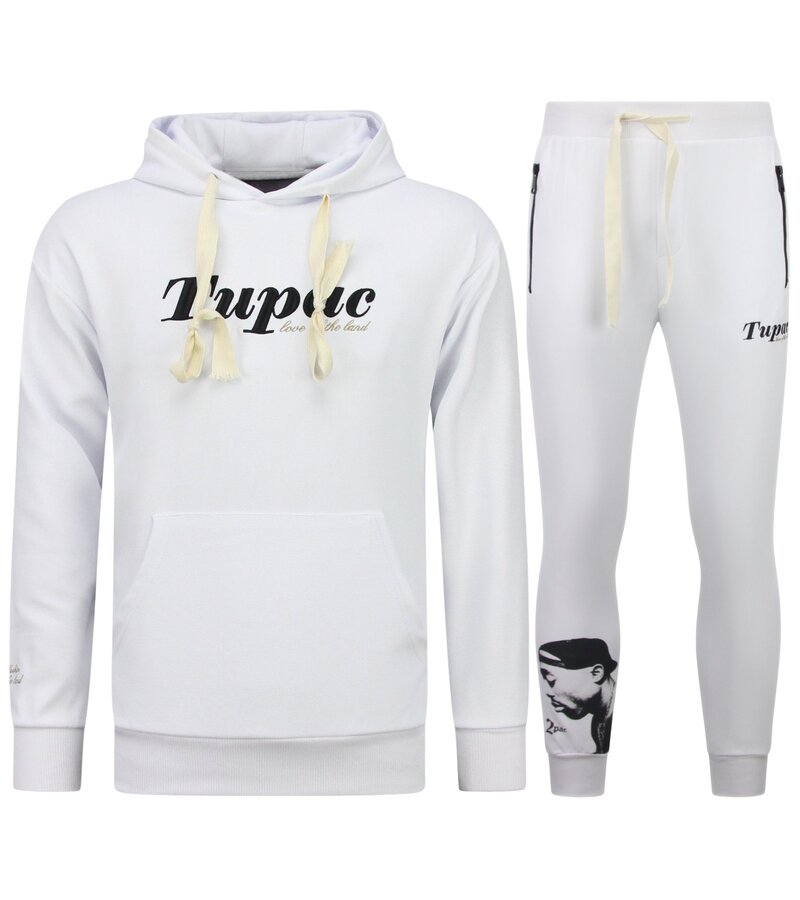 TopStar Tupac Träningsoverall - 2Pac Jogging Suit Hoodie Herr - Hemmadrass Herr Vuxna - 663- Vit