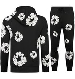 TopStar Tjock vävd herrträningsoverall med heltäckande blommönster - Herrdräkt med blommönster - Twinset - 5991 - Svart