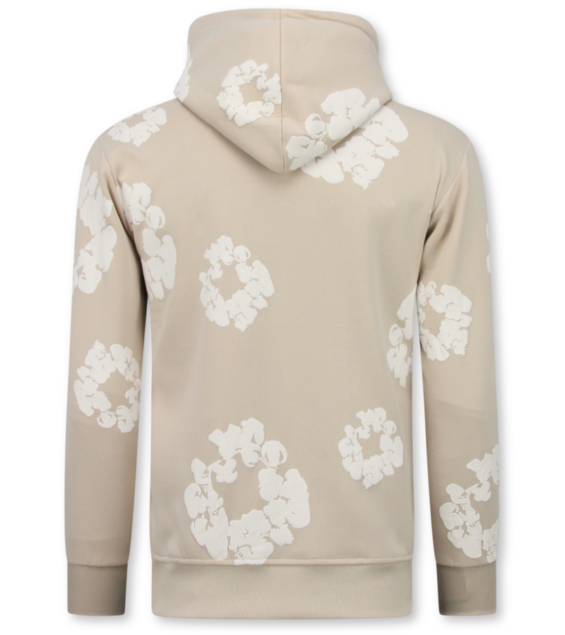 TopStar Tjock vävd herrträningsoverall med heltäckande blommönster - Herrdräkt med blommönster - Twinset - 5991 - Beige