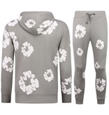 TopStar Tjock vävd herrträningsoverall med heltäckande blommönster - Herrdräkt med blommönster - Twinset - 5991 - Grå