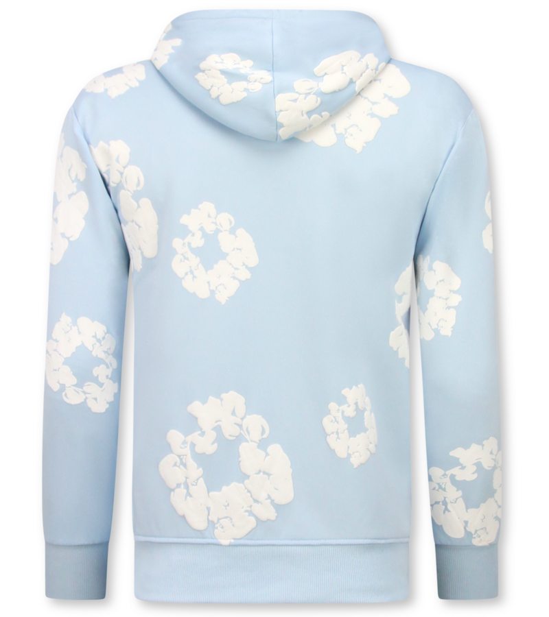 TopStar Tjock vävd herrträningsoverall med heltäckande blommönster - Herrdräkt med blommönster - Twinset - 5991 - Blå