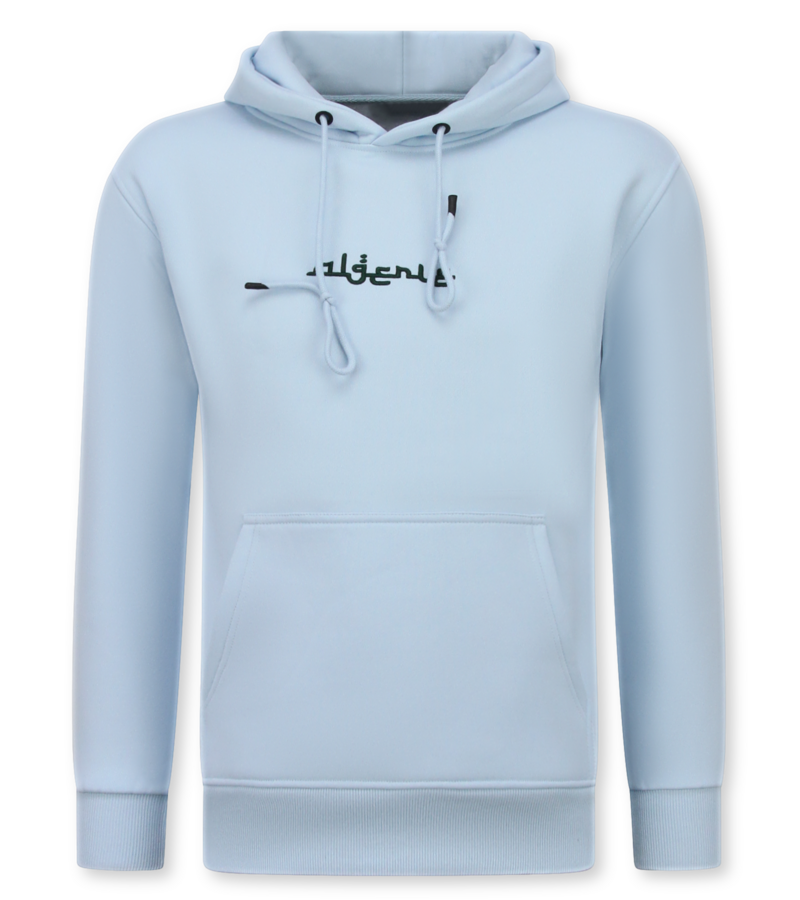 True Rise Överdimensionerad Hoodie Herr med Huva - Algeriet Mönster - Tjock Vävd - 5816 - Ljusblå