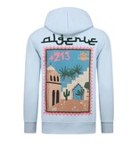 True Rise Överdimensionerad Hoodie Herr med Huva - Algeriet Mönster - Tjock Vävd - 5816 - Ljusblå