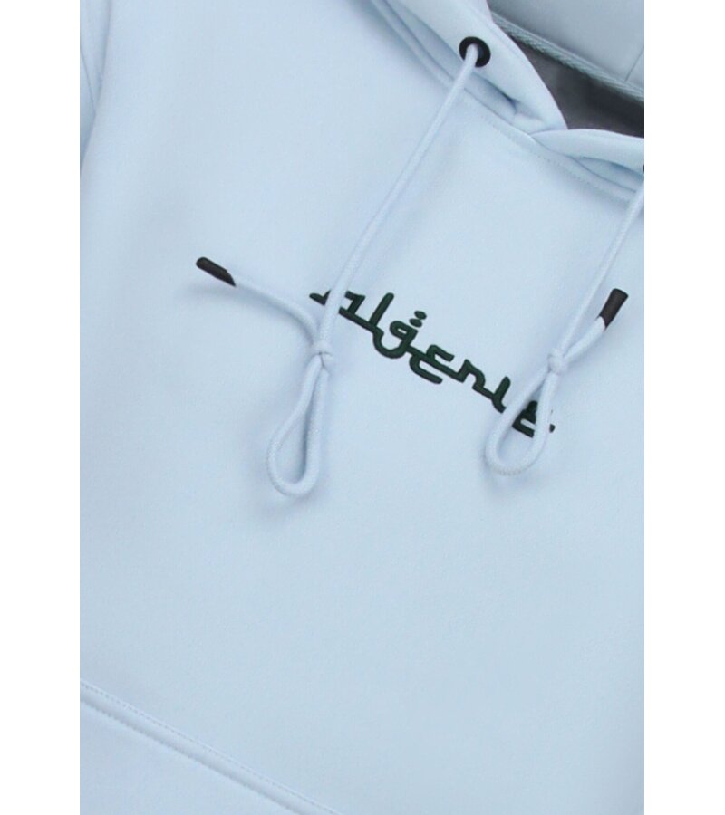 True Rise Överdimensionerad Hoodie Herr med Huva - Algeriet Mönster - Tjock Vävd - 5816 - Ljusblå